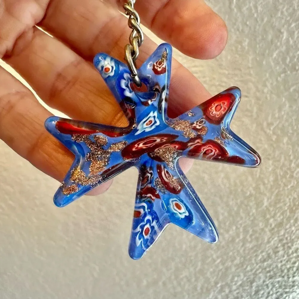 Blue glass keychain